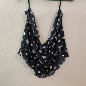 Torrid - Chop/Tube/Tank Top Sz 3 Ruffle Floral Yellow and Black - Straps Include
